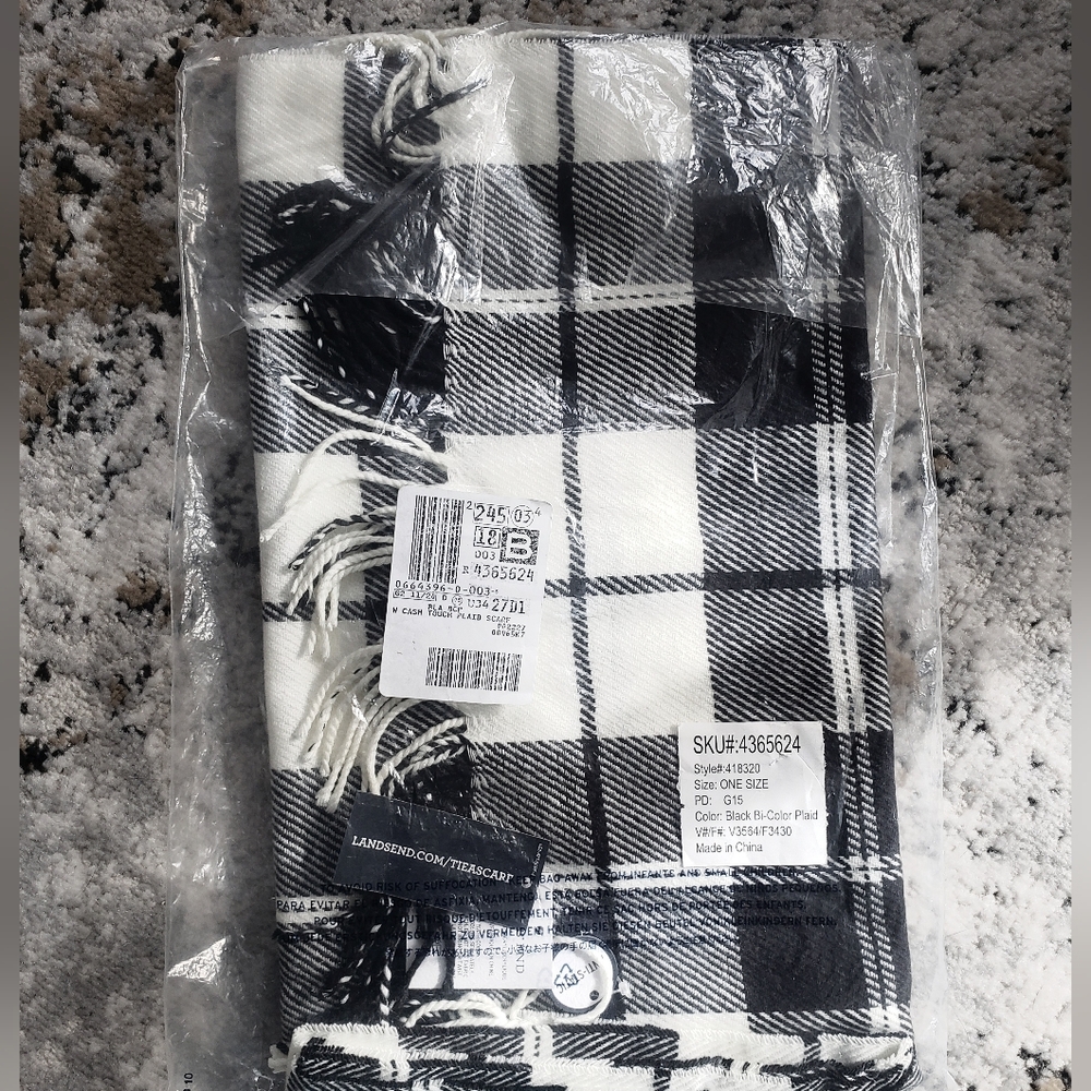 Lands' End Scarf Soft Touch woven acrylic scarf with fringe edge